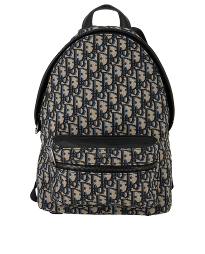 Small Rider Backpack, &pound;1,100, Handbags, Beige/Blue, Canvas, Front view